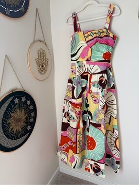 Ciebon colorful zodiac print cotton sleeveless midi dress